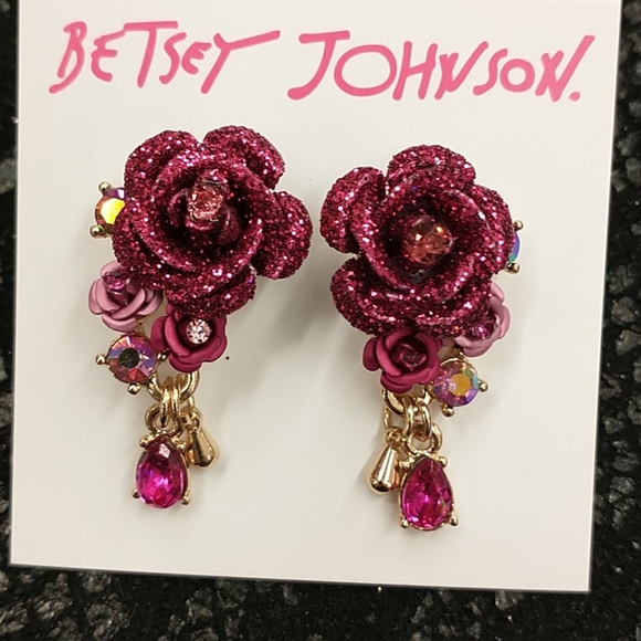 Betsey Johnson Jewelry - Betsey johnson rose dangle earrings